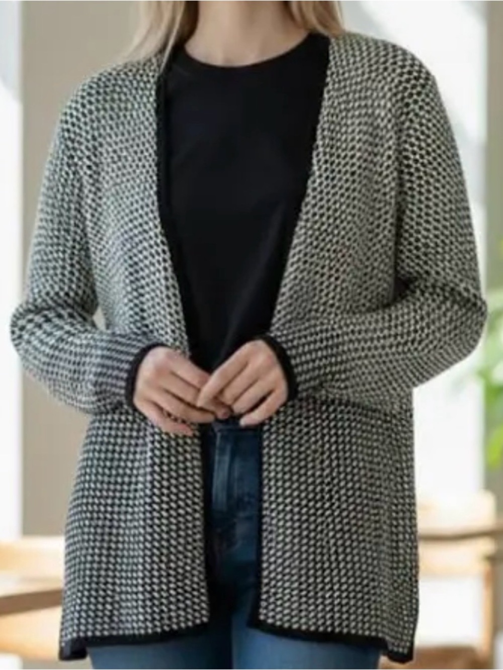 Pendleton 100% Cotton Geometric Jacquard One-Button Cardigan Sweater NWOT Size M